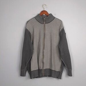 Calvin Klein Men's Gray Heavy Patchwork Zip Up Sweater